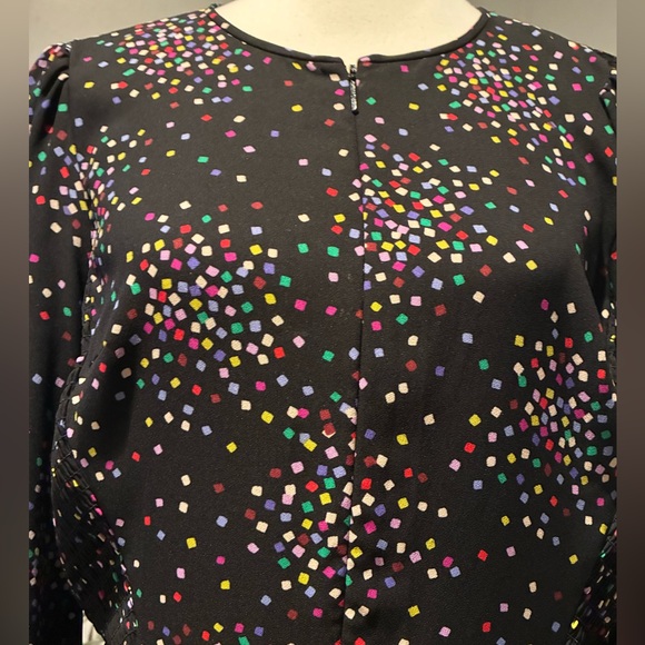 KATE SPADE CONFETTI PRINT SMOCKED SHIRT DRESS Zip Front Size 10 - Picture 3 of 16
